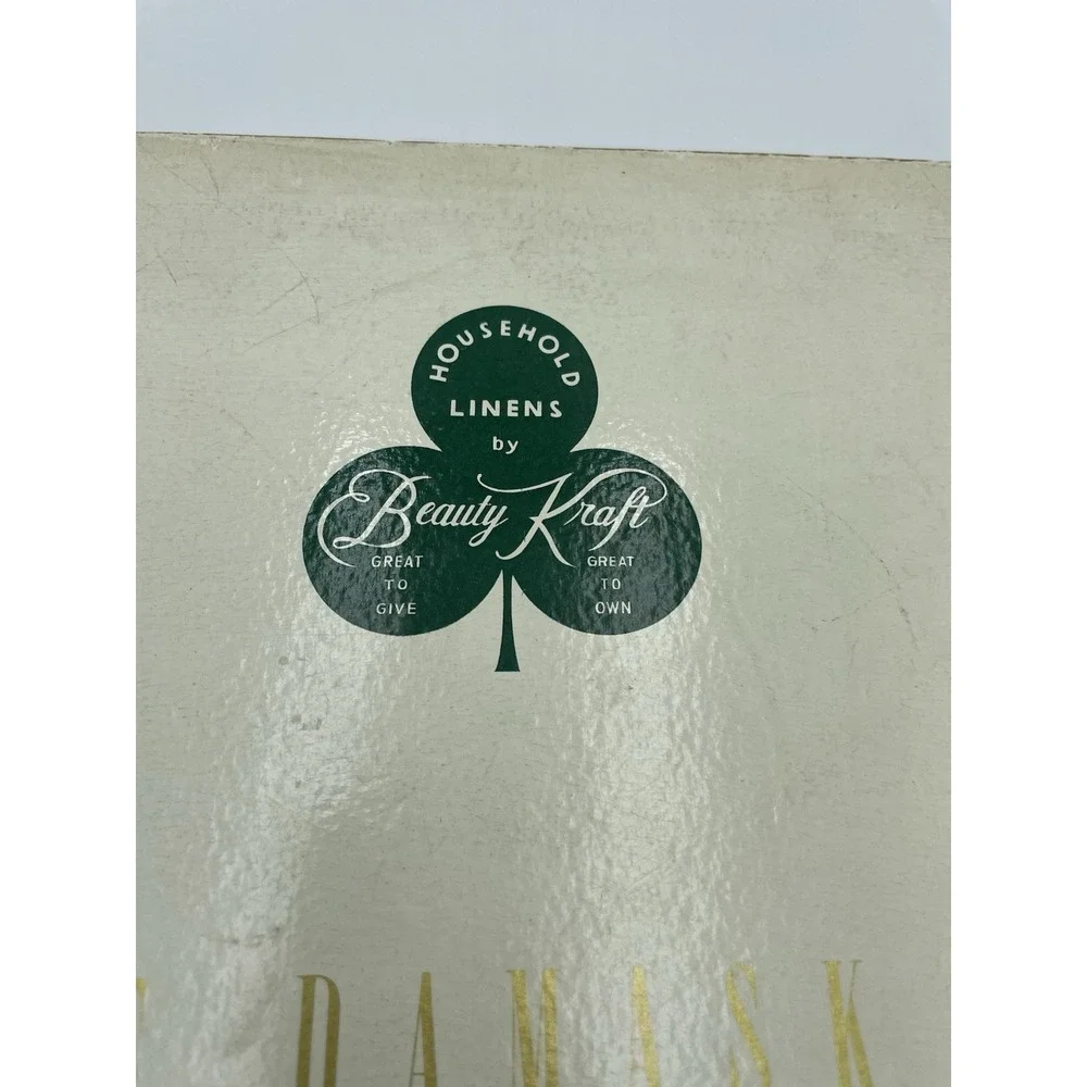 Vtg Beauty Kraft NOS Yellow Damask Table Cloth 64 x 84 & 8 Napkins  Gorgeous New